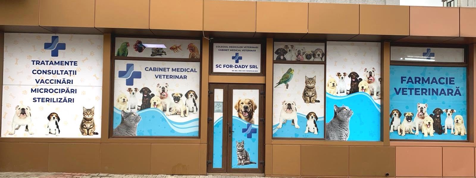 Fațada cabinetului FOR-DADY VET de pe Bulevardul Republicii 367, Vaslui: cabinet medical veterinar și farmacie veterinară